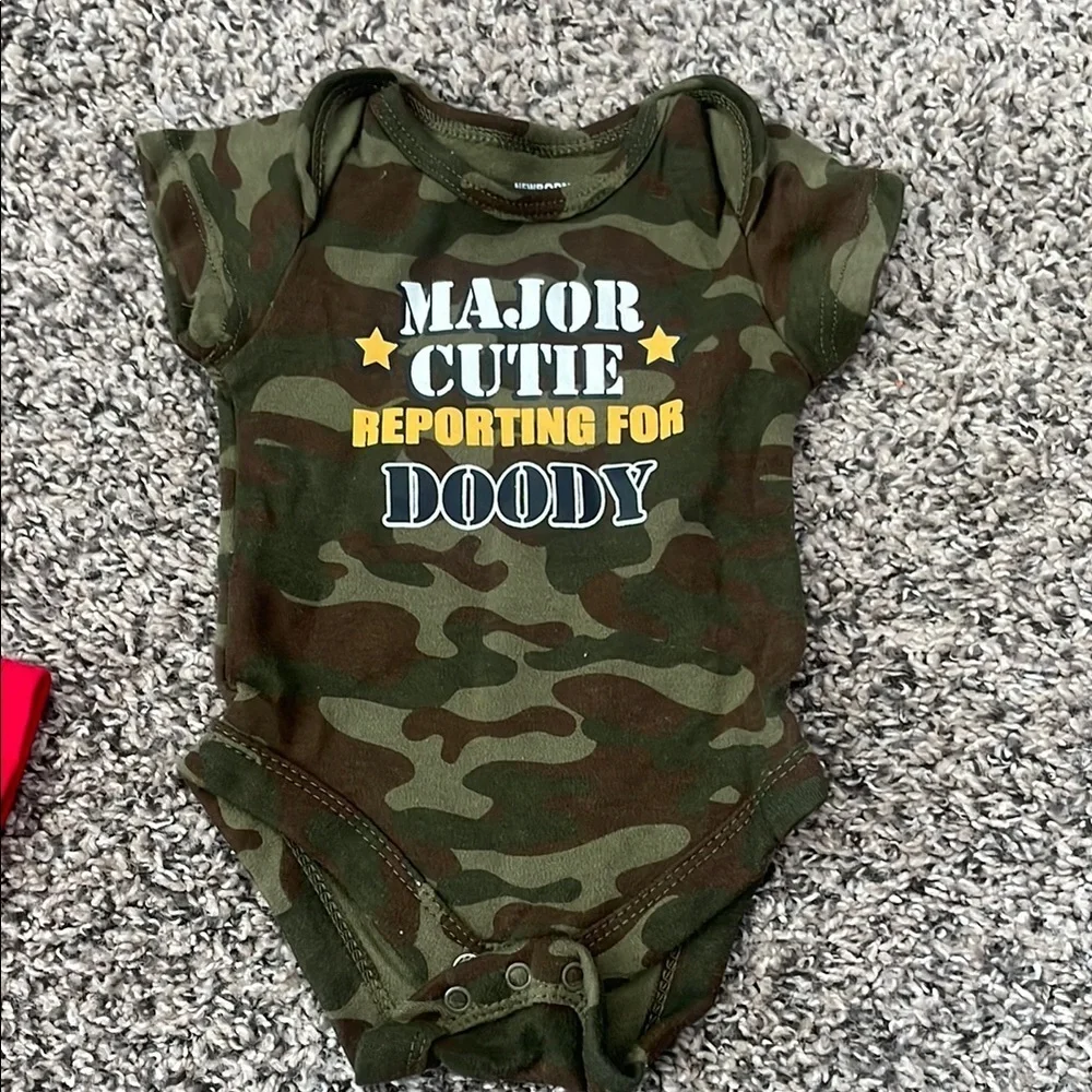 Garanimals Red Long Sleeve Onesie and Green Camouflage Short Sleeve Onesie